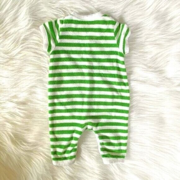 Baby Gap Green & White Terrycloth Summer Romper 0/3M 0 to 3 Month - Picture 3 of 4